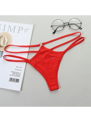 Pileli Store Büyük Beden Kırmızı Fantezi String Bato Külot