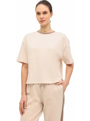 Lumberjack Wl 11MERYBEL-TSH2 6fx Bej Kadın Kısa Kol T-Shirt