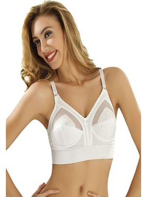 Pileli Store Beyaz Mideli Toparlayıcı Sütyen - 504