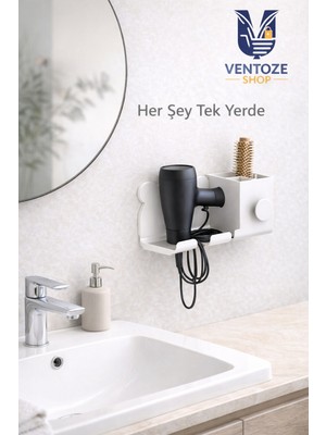 Ventoze Çok Amaçlı Ayıcık Figürlü Düzenleyici Askı | Banyo Mutfak Odası Yapışkanlı Tutucu Aparat