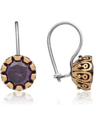 Zenvia 925 Ayar Gümüş Mor Otantik Küpe EA1160241 (72)