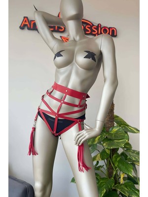 Pileli Store Püskül Detaylı Şık Kırmızı Harness