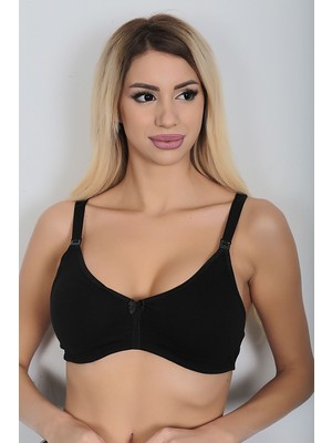 Pileli Store Siyah Emzirme Sütyeni - 505