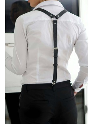Pileli Store Deri Pantolon Askısı Harness - 213