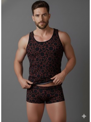 Pileli Store Erkek Desenli Tank Top Boxer Takımı