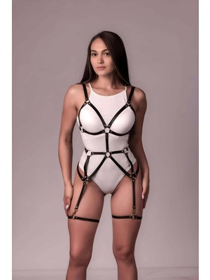 Pileli Store Bayan Iç Giyim, Seksi Deri Fantezi Body Harness Iç Giyim, Seksi Deri Giyim - 1235