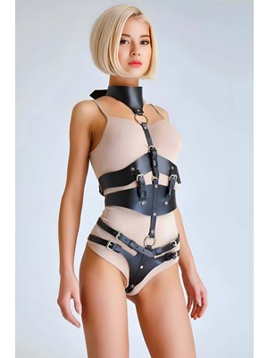 Pileli Store Şık Deri Göğüs Harness - 1321