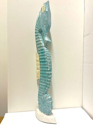 Barc Shop Ahşap Dekoratif Deniz Atı 100CM El Yapımı Otantik Obje