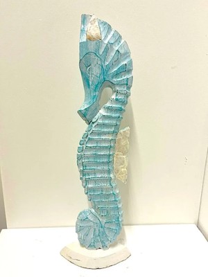 Barc Shop Ahşap Dekoratif Deniz Atı 60CM El Yapımı Otantik Obje