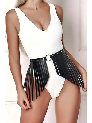 Pileli Store Püskül Detaylı Şık Kemer, Püsküllü Deri Kemer - 608