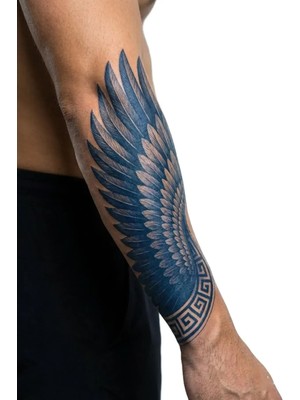 1 Ay Kalıcı 24 Saat Sonra Kararan Yarım Kol Kanat Desenli Model Geçici Dövme Tattoo