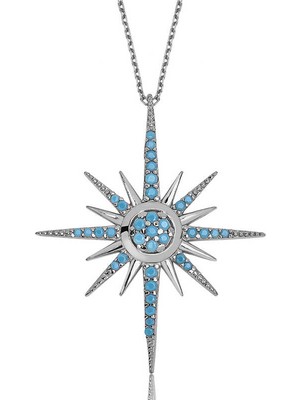 Zenvia 925 Ayar Gümüş Kutup Yıldızı Kadın Kolye T8410 (72)