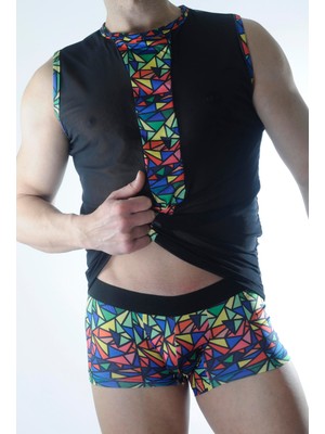 Pileli Store Erkek Transparan Renki Atlet Boxer Takımı