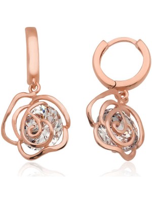 Zenvia 925 Ayar Gümüş Sallantılı Gül Küpe EA1160200 (72)