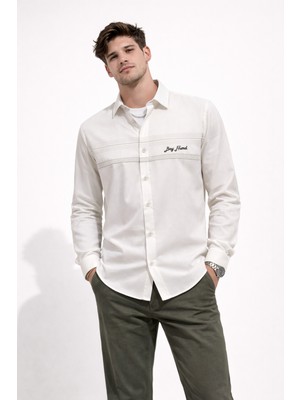 ERKEK BEYAZ UZUN KOL SPOR GÖMLEK