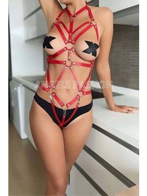 Pileli Store Tam Vücut Deri Harness -  Sexy Harness - 316
