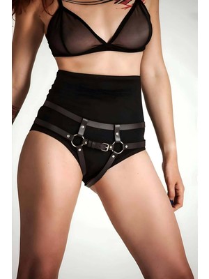 Pileli Store Fantezi Deri Külot, Seksi Deri Külot Harness - 889