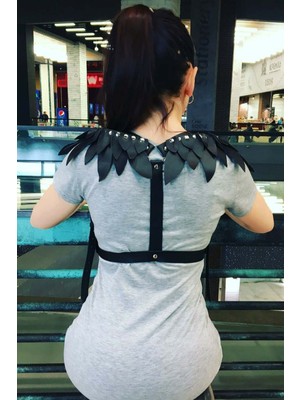 Pileli Store Omuz Parça Kanatlı Deri Harness - 726