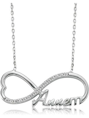 Zenvia 925 Ayar Gümüş Annem Yazılı Sonsuzluk Kadın Gümüş Kolye PT2610043 (72)