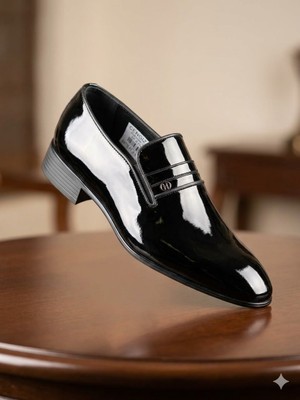 Cengiz Birbilen 073 Siyah Rugan Hakiki Deri Klasik Erkek Ayakkabı