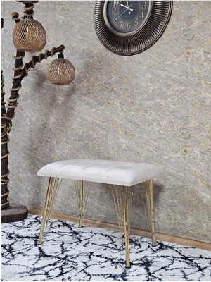 Sevinç Mobilya Metal Gold Tel Ayaklı 60 cm Puf Bench - Puf - Bench - Oturak - Mutfak Oturağı - Antre Oturağı