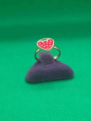 Sarıyer Silver Çilek Model Çelik Çocuk Yüzük Sarı Renkli Mineli Işleme Ayarlanabilir Ölçü Çocuk Çelik Yüzük