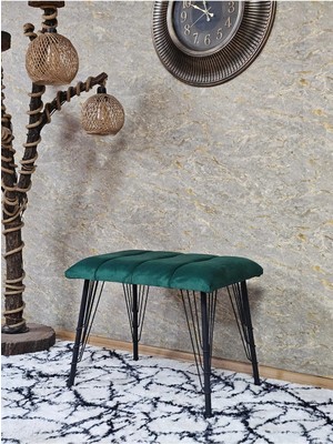 Sevinç Mobilya Metal Siyah Tel Ayaklı 60 cm Puf Bench - Puf - Bench - Oturak - Mutfak Oturağı - Antre Oturağı