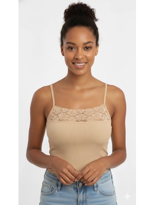 Pileli Store Şahinler Dar Dantel Ip Askılı Ten B607