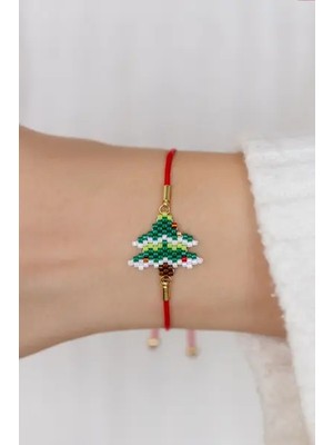 Kübüşün Atölyesi KA-012 Miyuki Bileklik - Yeni Yıl Serisi - Çam Ağacı Büyük