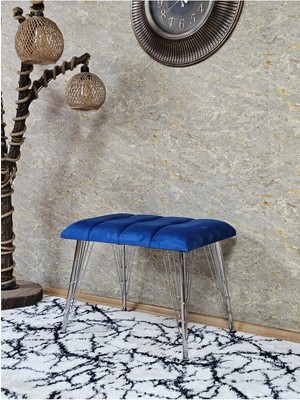 Sevinç Mobilya Metal Krom Tel Ayaklı 60 cm Puf Bench - Puf - Bench - Oturak - Mutfak Oturağı - Antre Oturağı
