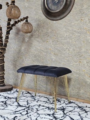 Sevinç Mobilya Metal Gold Tel Ayaklı 60 cm Puf Bench - Puf - Bench - Oturak - Mutfak Oturağı - Antre Oturağı