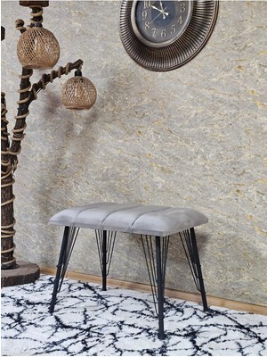 Sevinç Mobilya Metal Siyah Tel Ayaklı 60 cm Puf Bench - Puf - Bench - Oturak - Mutfak Oturağı - Antre Oturağı