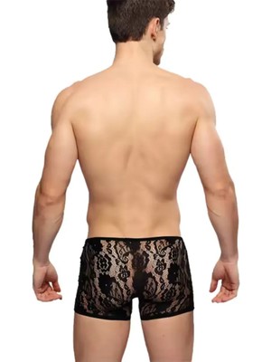 Beta Moda Hub Fantezi Dantelli Seksi Siyah Erkek Boxer - Seksi Erkek Iç Çamaşırı Beta Moda Hub