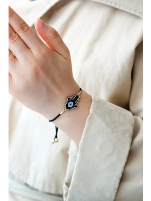 Kübüşün Atölyesi KA-027 Miyuki Bileklik - Fatma Ana Eli Serisi - Siyah