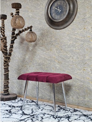 Sevinç Mobilya Krom Sivriltme Ayaklı 60 cm Puf Bench - Puf - Bench - Oturak - Mutfak Oturağı - Antre Oturağı