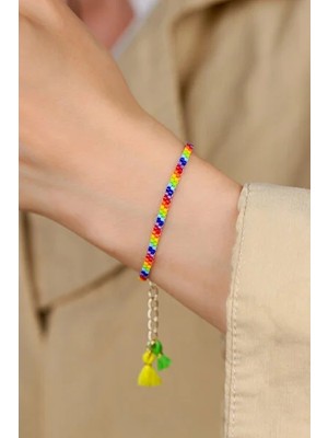 Kübüşün Atölyesi KA-031 Miyuki Bileklik - Gökkuşağı Serisi - Tam Tur Zincir Kapama