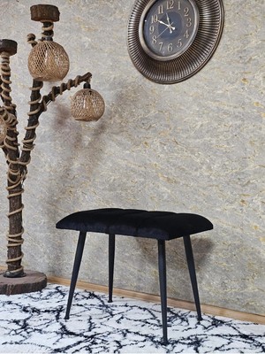 Sevinç Mobilya Siyah Sivriltmel Ayaklı 60 cm Puf Bench - Puf - Bench - Oturak - Mutfak Oturağı - Antre Oturağı