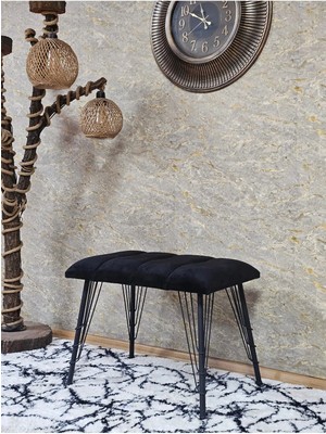 Sevinç Mobilya Metal Siyah Tel Ayaklı 60 cm Puf Bench - Puf - Bench - Oturak - Mutfak Oturağı - Antre Oturağı