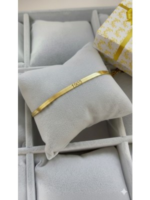 C&On Design ✨ 1903 Ruhunu Taşıyan Italyan Çelik Bileklik - Paslanmaz Yassı Zincir---Gold Zincir