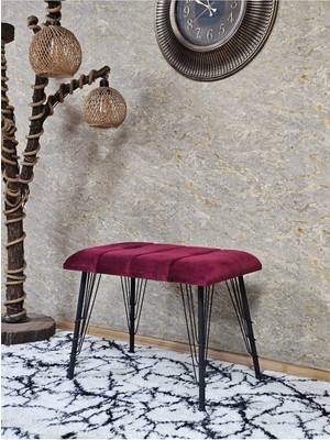 Sevinç Mobilya Metal Siyah Tel Ayaklı 60 cm Puf Bench - Puf - Bench - Oturak - Mutfak Oturağı - Antre Oturağı