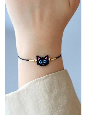 Kübüşün Atölyesi KA-011 Miyuki Bileklik - Petshop Serisi - Kedi Siyah