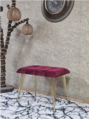 Sevinç Mobilya Metal Gold Tel Ayaklı 60 cm Puf Bench - Puf - Bench - Oturak - Mutfak Oturağı - Antre Oturağı