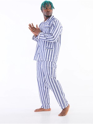 Zenvia  4007 Uzun Kol Çizgili Gaffur Erkek Pijama Takım