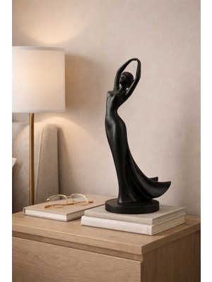 Alpin Modern Kadın Figürü Dekoratif Biblo – Minimalist Heykel 3D Baskı Siyah Premium Pla