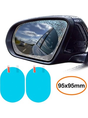 Pileli Store Baseus 95X95MM Araç Oto Yan Dikiz Ayna Yağmur Su Kaydırıcı Sis Önleyici Film 2 Adet SET-(5775)