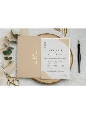 ABC Ofis Düğün Davetiyesi Ekonom Erdem Davetiye 9247 Baskı Dahil