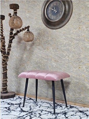 Sevinç Mobilya Siyah Sivriltmel Ayaklı 60 cm Puf Bench - Puf - Bench - Oturak - Mutfak Oturağı - Antre Oturağı