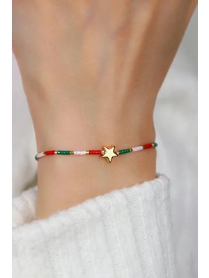 Kübüşün Atölyesi KA-012 Miyuki Bileklik - Yeni Yıl Serisi - Ince Dizi Yıldız