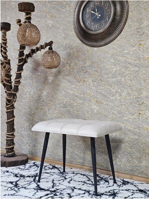 Sevinç Mobilya Siyah Sivriltmel Ayaklı 60 cm Puf Bench - Puf - Bench - Oturak - Mutfak Oturağı - Antre Oturağı