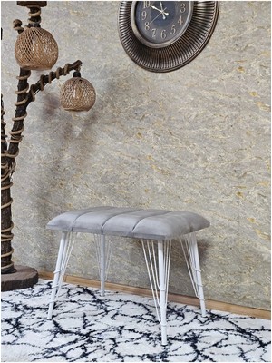 Sevinç Mobilya Metal Beyaz Tel Ayaklı 60 cm Puf Bench - Puf - Bench - Oturak - Mutfak Oturağı - Antre Oturağı